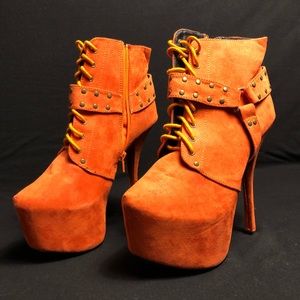 Fahrenheit; Burnt Orange, Suede Heels